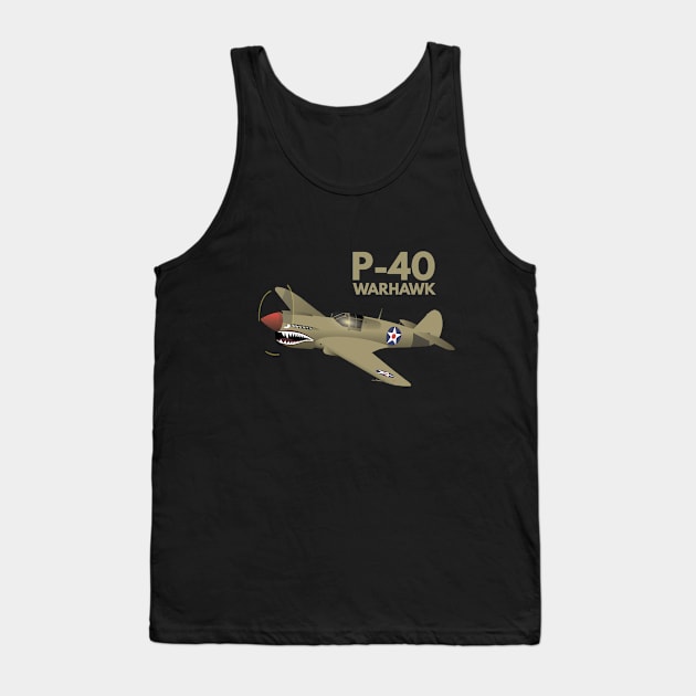 WW2 P-40 Warhawk Airplane Tank Top by NorseTech